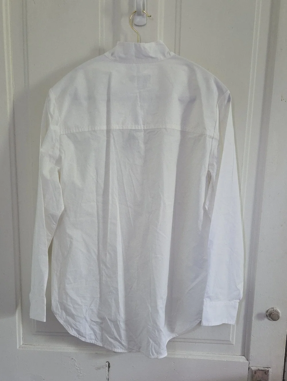 J Crew Henley White Poplin Top